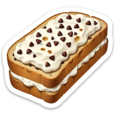 a slice of bread with ricotta and chocolate chips on top sticker