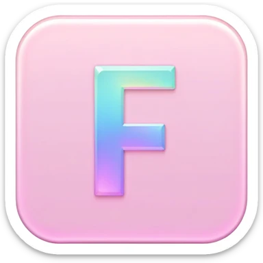Iridescent pastel pink Font setting icon with letter F sticker