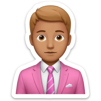 man with pink tie and blazer sticker
