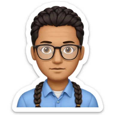 dark haired and braided man with glasses sticker