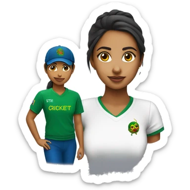 Girl woth sti lanka cricket tshirt sticker