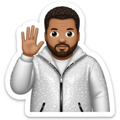 Fatman Scoop with dark brown hair, white sequin outfit sticker