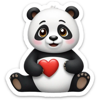 panda holding up a heart with its hand sticker