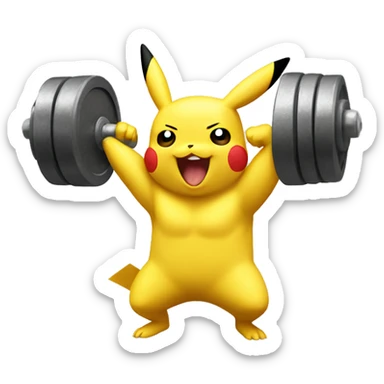 Pikachu cheering a bodybuilder in training  sticker