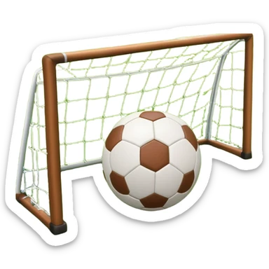 A football resting on the green grass of a soccer field, with goalposts and field markings in the background.  sticker