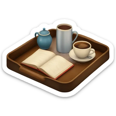 vintage tray with books and coffee  sticker