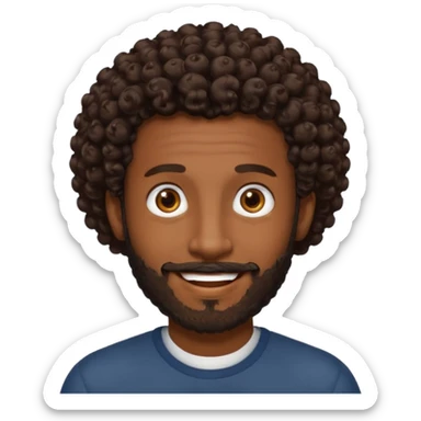 Dark brown skin man with a light beard and a curly   fade haircut with dark brown eyes sticker