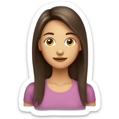 fille-brune-longs-cheveux lisses-aux-yeux-marrons-étudiante sticker