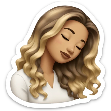 Brunette with blond balayage girl sleeping sticker