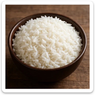 photo realistic bowl full of cooked rice, separated and fluffy grains sticker