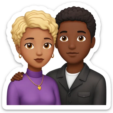 Black non-binary person and black man in love  sticker
