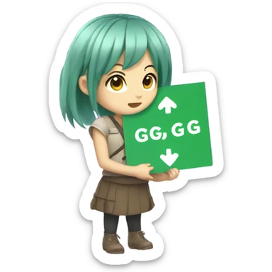 anime girl holding a sign saying GG sticker