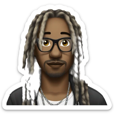 Rapper with black and blonde dreadlocks, diamond glasses, trapper, rapper. sticker