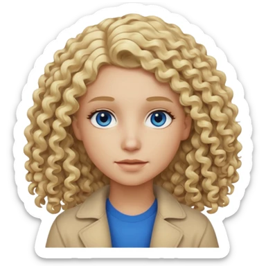 Curly blond blue eyes. Long hair cool beige blond. Longer hair beige ash blonde. sticker