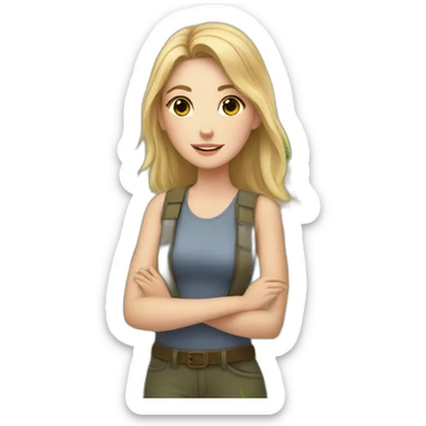 white girl in countryside with animals sticker