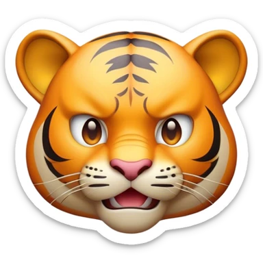 Cinematic Comical Tiger Portrait Emoji, Head tilted dramatically with an exaggeratedly shocked expression, featuring a sleek, muscular build with wide, comically expressive eyes full of humorous disbelief, Simplified yet hilariously expressive features, highly detailed, glowing with a slightly sassy wild glow, high shine, dramatic yet playful, stylized with an air of quirky feline attitude, soft glowing outline, capturing the essence of a meme-worthy tiger that looks ready to side-eye its way into viral fame! sticker