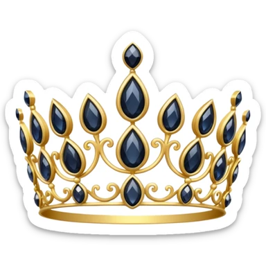 gold tiara with obsidian jewels sticker