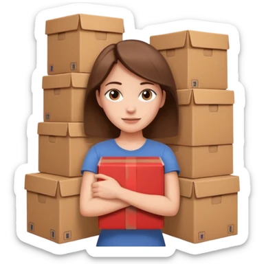 Woman with armful of boxes












 sticker