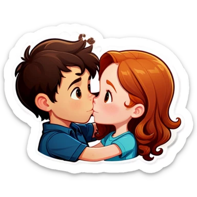 boy with dark brown hair in love with girl with ginger hair  sticker