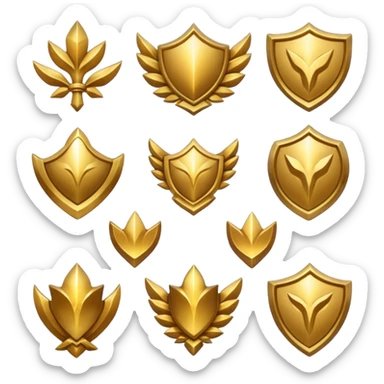 league of legends rank icon gold shiny stylized simple emoji style sticker