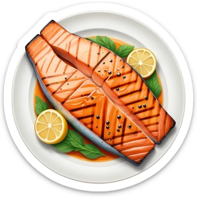 Plate of grilled salmon collar  sticker