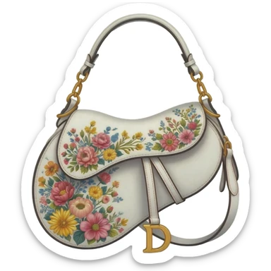 white dior printed saddle bag sticker
