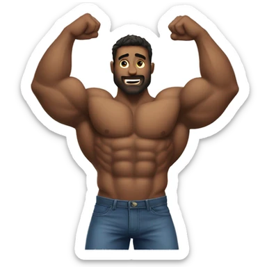 Muscular man showing hairy armpits sticker