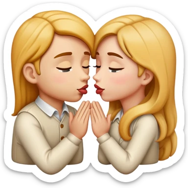 Kissing face emoji kissing into receiving hands like begging sticker