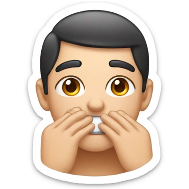 blushing while covering mouth sticker