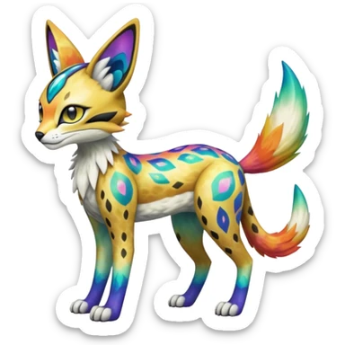 Colorful Meloetta-Vernid-Sergal-Serval-Pokémon-Digimon-Fakémon-fusion-hybrid-creature sticker
