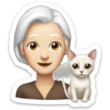 siamese cat and old lady with white hair sticker