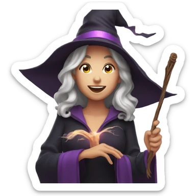 witch casting spell with a Magic wand sticker