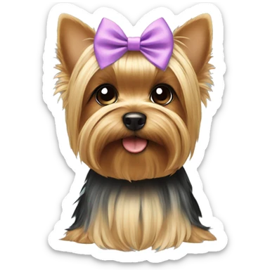 yorkie with a bow sticker