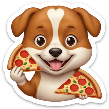 dog eating pizza sticker