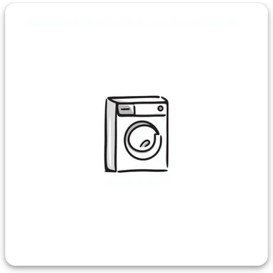 minimalist doodle of a washing machine, black lines, no color sticker