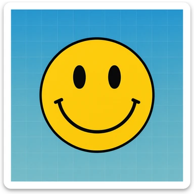 frame 5 with background blending gradient and blue, some grid lines starting to appear, smiley face unchanged sticker