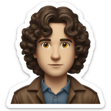 Joseph Quinn Eddie Munson  with dark curled long hair stranger things sticker