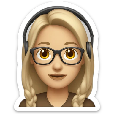 woman-white,-brown-long-hair,-brown-eyes,-white-glasses,-with-a-computer-and-a-headset sticker