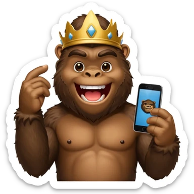 King Kong with a cell phone emojie sticker