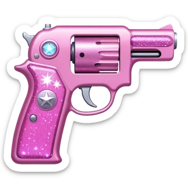 Pink glitter gun sticker