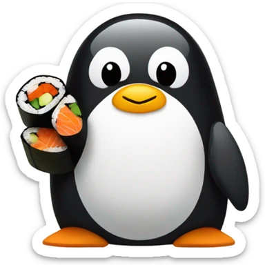 penguin wrapped in a sushi roll sticker