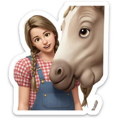 girl in plaid overalls sticker