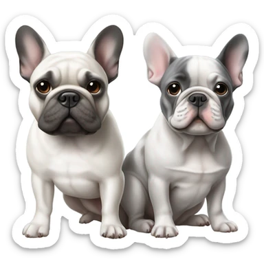 A merle French bulldog and a gray French bulldog sticker