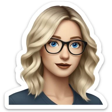 Shoulder length Balayage pale model lady with glasses and blue eyes  sticker