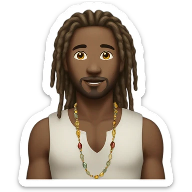 A spiritual guy with locs and crystals sticker