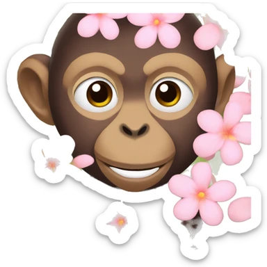 Monkey with love flowers  sticker