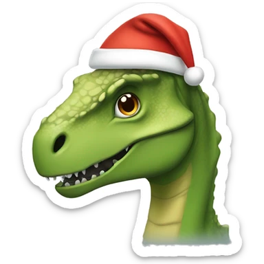 dinosaur with santa hat sticker