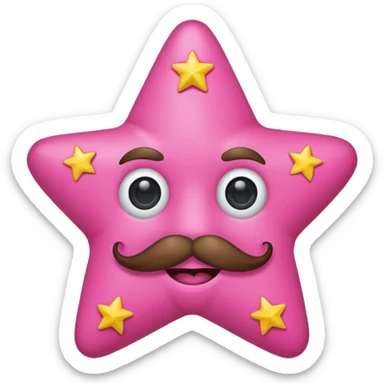Pink star with moustache sticker