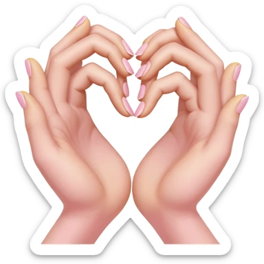 A pair of hands making a “heart” gesture in soft pink, beige and yellow pastel light sticker
