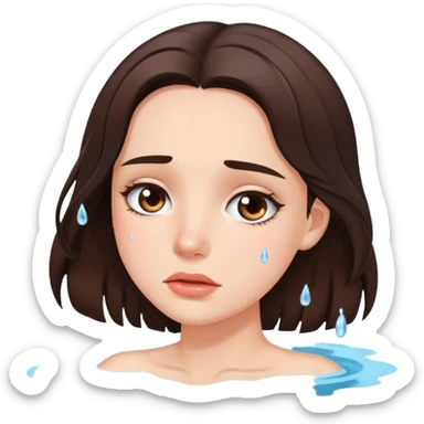 Beautiful brunette drowning In pool of tears  sticker